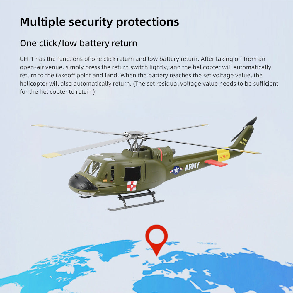 FLYWING UH-1 4-Blades H1 System Heilcopter M10N GPS Mode One Key Return 10 Channel Transmitter RTF Version