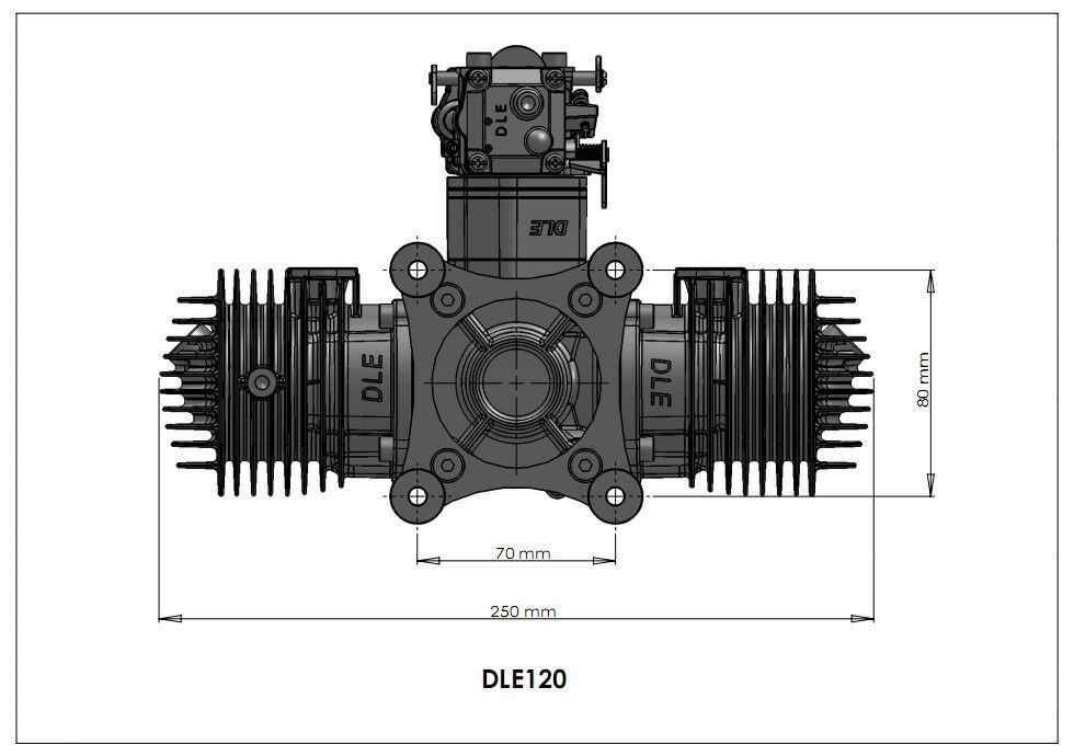 DLE 120CC Twin Cylinder Two Stroke Side Exhaust Gasoline Engine for RC Airplane