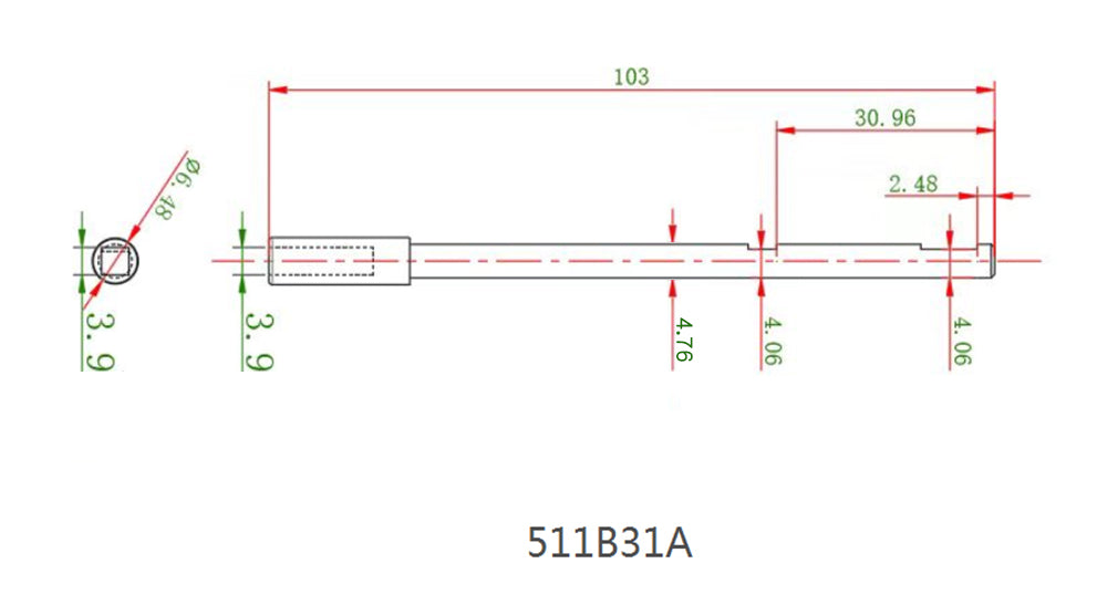 TFL Positive Drive Shaft W/O. Screw Thread for RC Model 1133 Boat