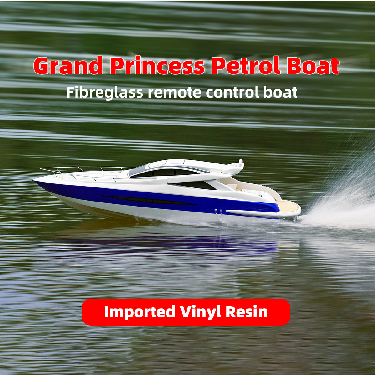 TFL 1305 Princess BWS 30°N 30CC Engine with φ6.35mm Dual Rudder System Fiber Glass Gas RC Boat (Hull)