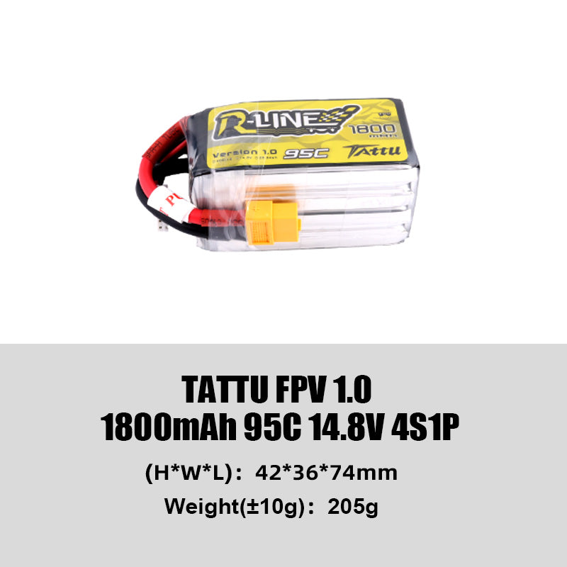 Tattu R-Line 1.0 95C 500 550 650 750 850 1050 1300 1550mAh LiPo Battery 1S/2S/3S/4S/6S XT60 Plug FPV Racing Drone RC Quadcopter