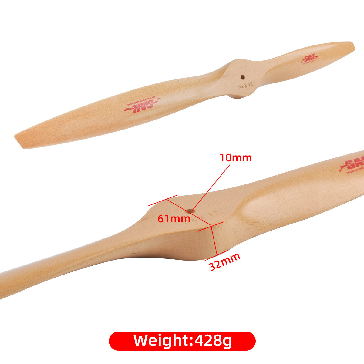 34x12 34inch Propeller Wooden Propeller CW For Gasoline Plane(34*12,Tractor)