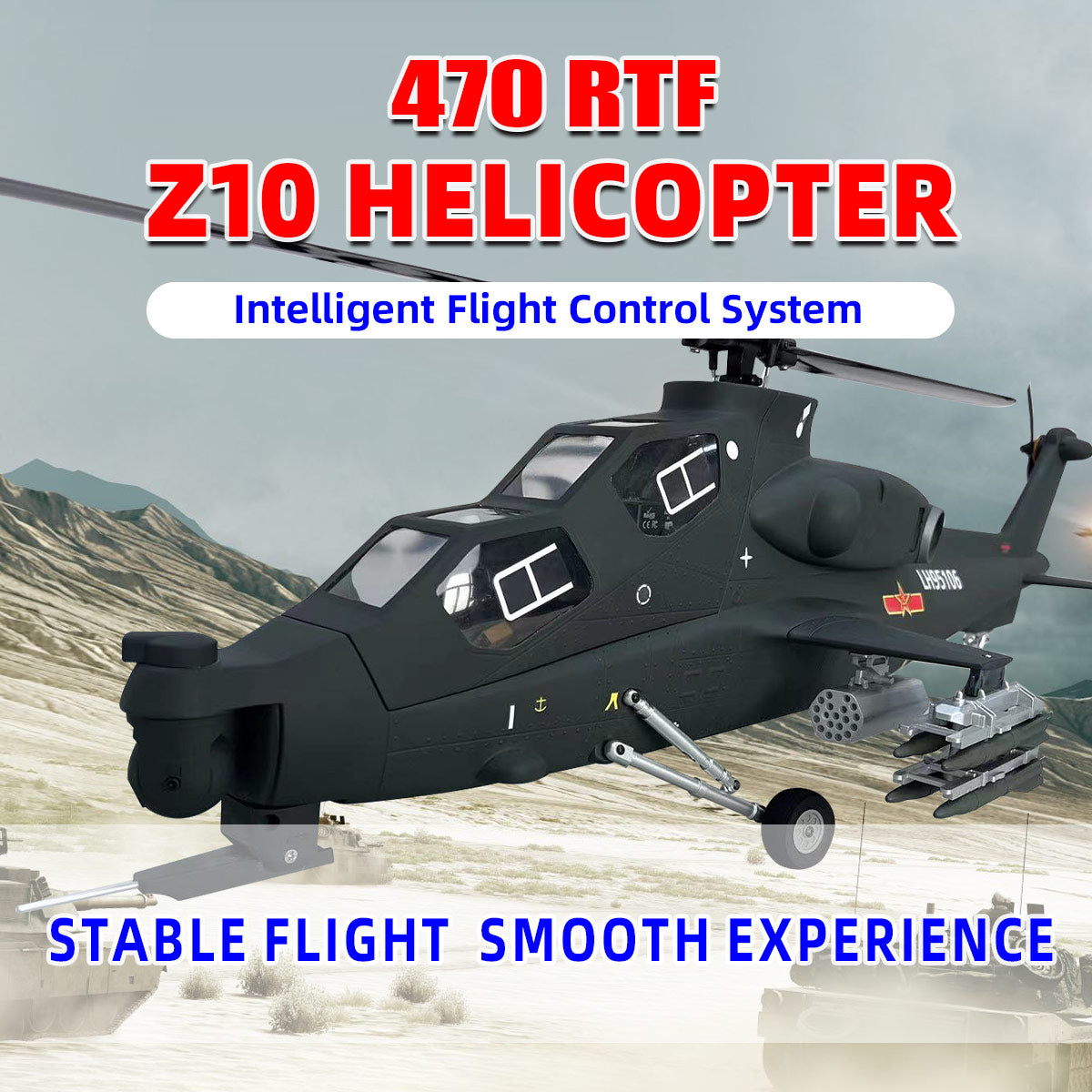 Roban 470Size 2-Blade CAIC Z-10 Attack Helicopter Fiery Thunderbol RC Helicopter X1/X2 Flight Control GPS Mode