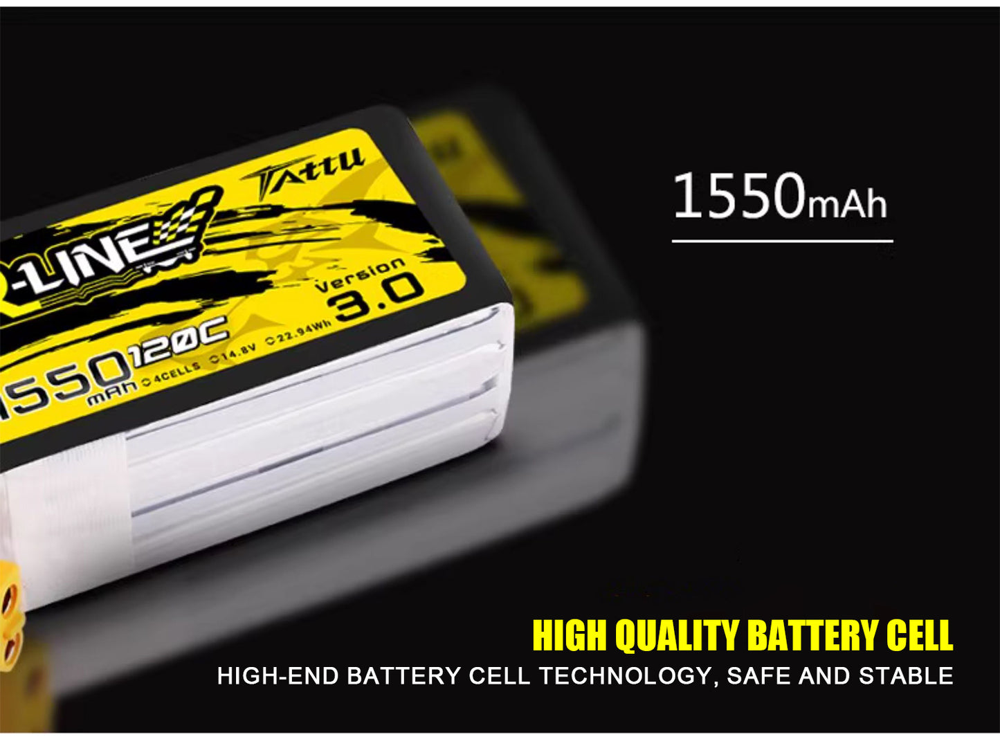 Tattu R-Line 1.0 95C 500 550 650 750 850 1050 1300 1550mAh LiPo Battery 1S/2S/3S/4S/6S XT60 Plug FPV Racing Drone RC Quadcopter