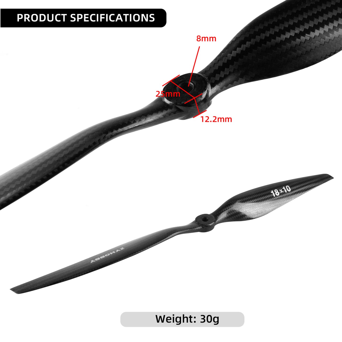 1PC Carbon Fiber Electric Propeller for RC CW 18x10