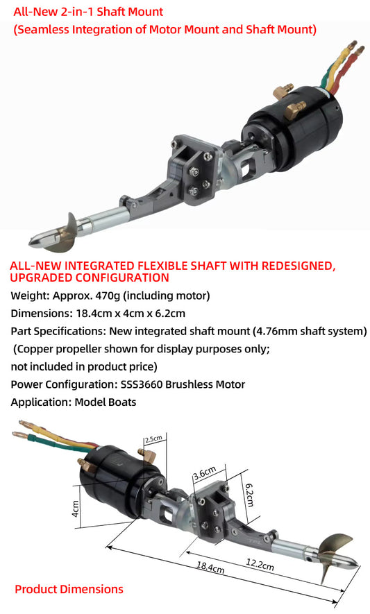 TFL Boat Parts 4.76mm Integrated Drive System 2-in-1 shaft for RC Model O Boat