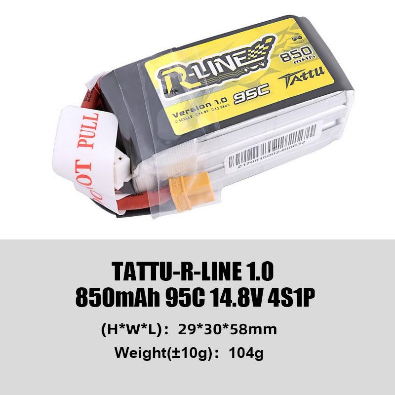 Tattu R-Line 1.0 95C 500 550 650 750 850 1050 1300 1550mAh LiPo Battery 1S/2S/3S/4S/6S XT60 Plug FPV Racing Drone RC Quadcopter