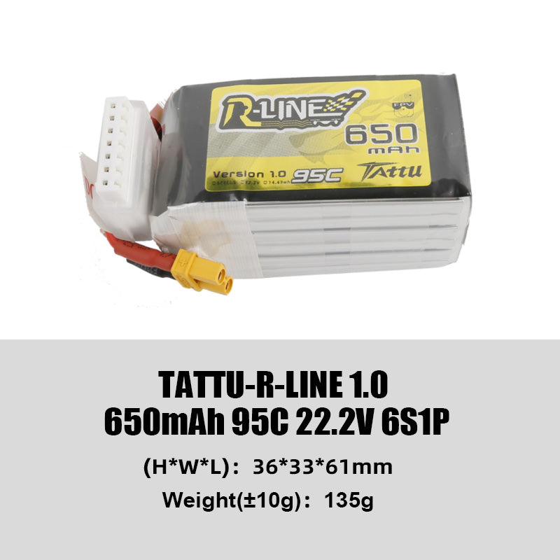 Tattu R-Line 1.0 95C 500 550 650 750 850 1050 1300 1550mAh LiPo Battery 1S/2S/3S/4S/6S XT60 Plug FPV Racing Drone RC Quadcopter