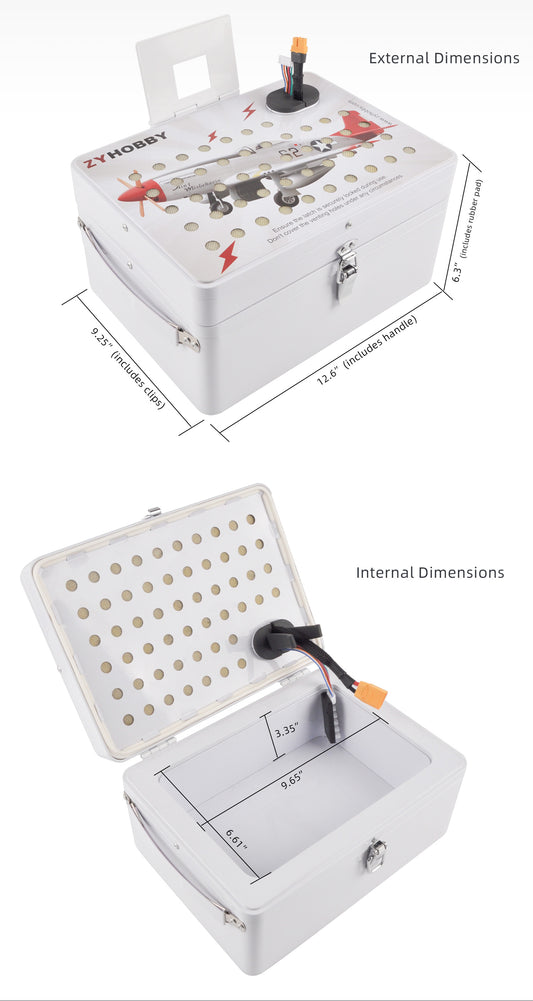 Fireproof Aluminum Box Explosion-Proof Lithium Battery Safety Suitcase for RC Aircraft Car