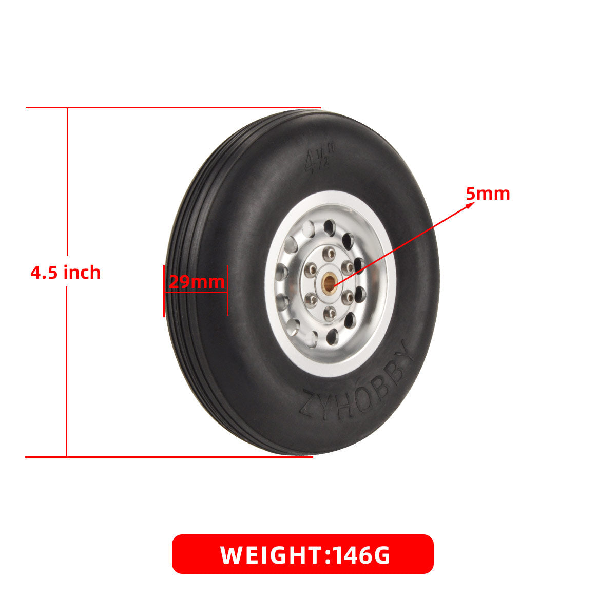 2.5"/4.0''/4.5'' Rubber Aluminum Core Wheel Hubs for RC Airplanes