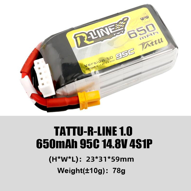 Tattu R-Line 1.0 95C 500 550 650 750 850 1050 1300 1550mAh LiPo Battery 1S/2S/3S/4S/6S XT60 Plug FPV Racing Drone RC Quadcopter