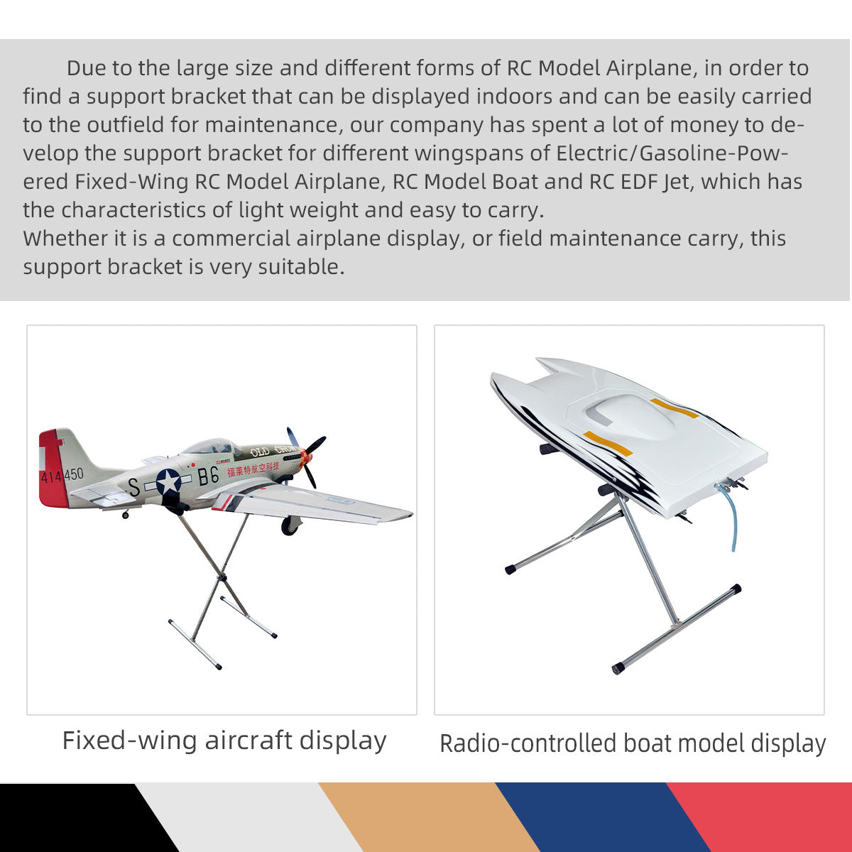 ZYHOBBY Model Airplane Display Stand Folding Aluminum Alloy Support Bracket Multi-Function Bracket for RC Model