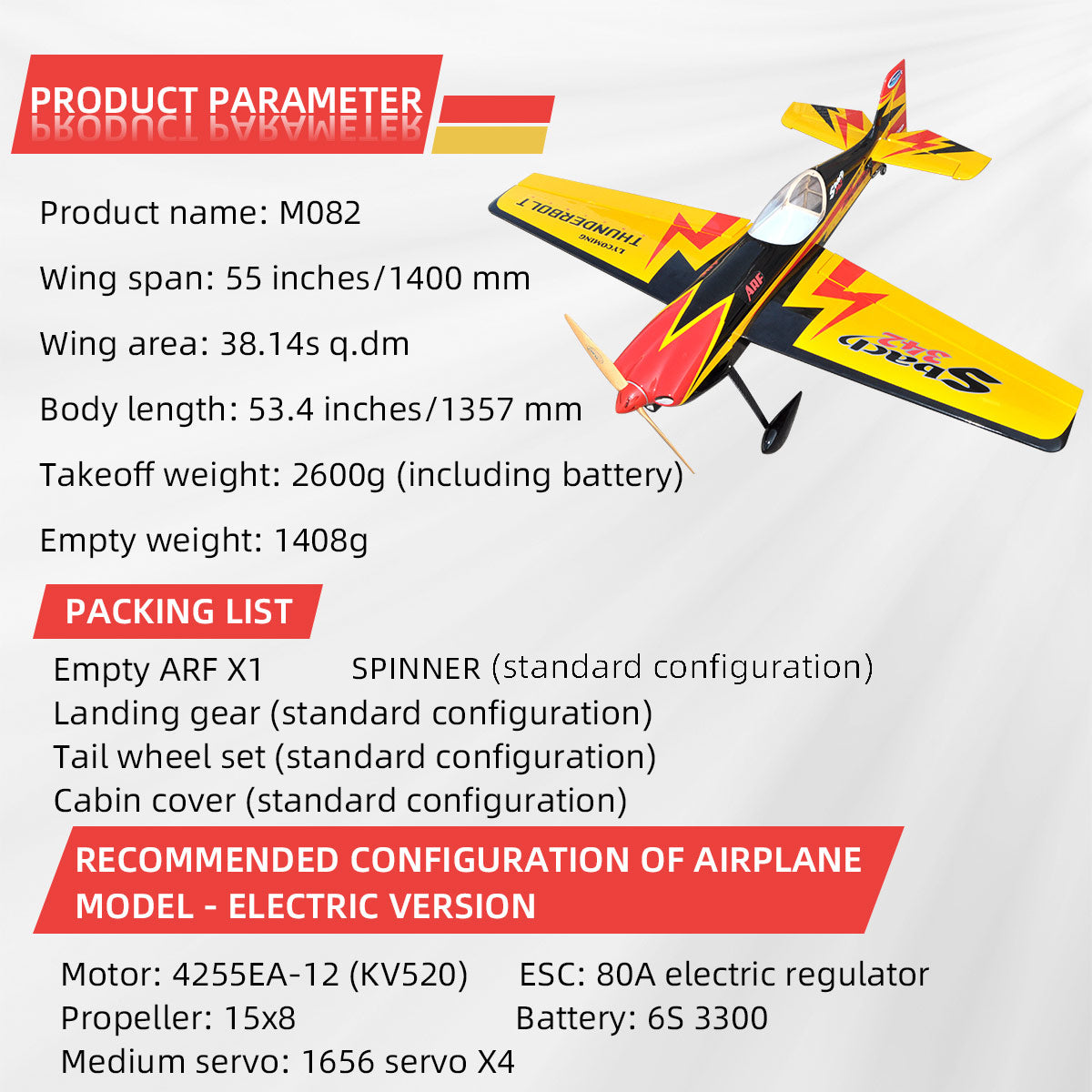 Sbach-342 55inch PNP with Dualsky Motor 50E RC Airplane Fuselage 3D Fix Wing Wooden Model Aircraft