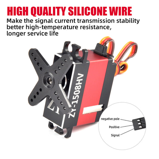 ZYHOBBY Digital Servo ZY-1508HV 12KG High Pressure Digital Servo Dual Ball Bearing Medium Servo for RC Model