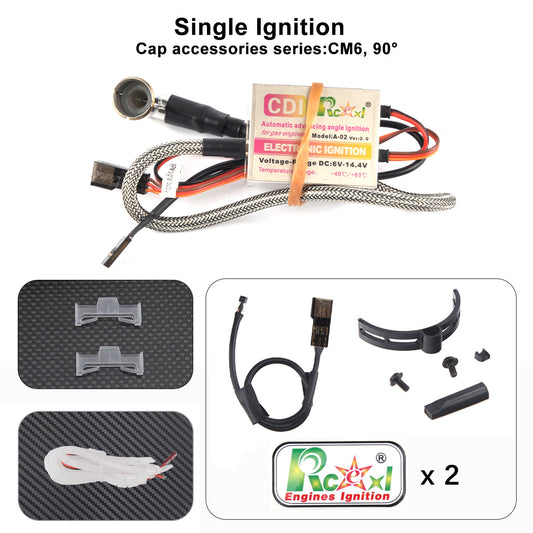 Rcexl Automatic Single Ignition CDI for NGK CM6 10mm 90° Spark for DLE