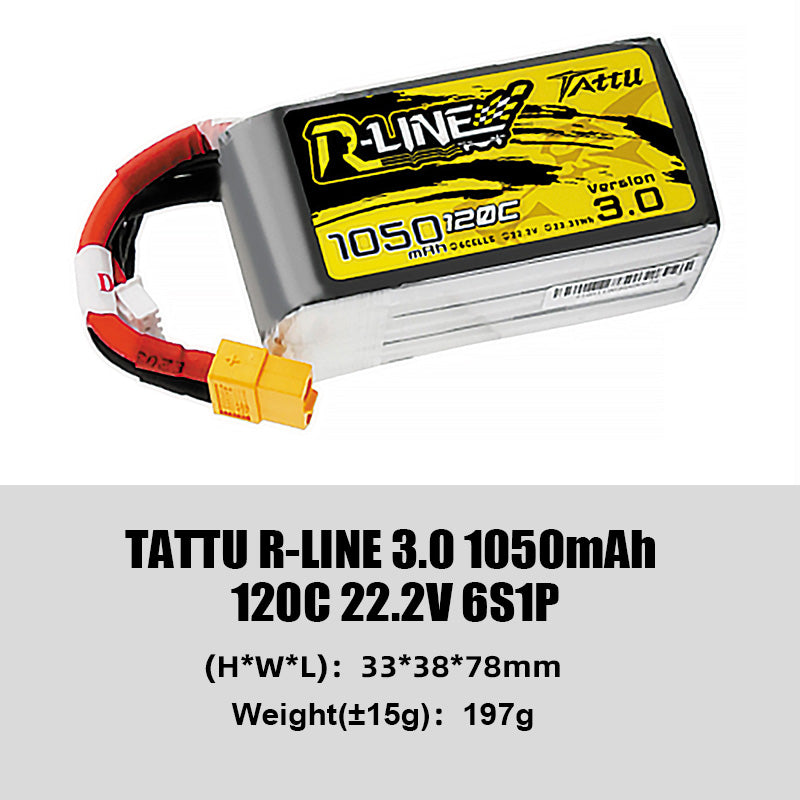 Grepow Tattu R-Line 3.0 Series 4S/6S with XT60 Plug Higher Capacity for Competitive FPV Racing