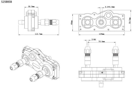 PurAr 1set TFL Forward and Reverse Gear Box Ship Model Tugboat Transfer Transmission (Model B-Square Head)