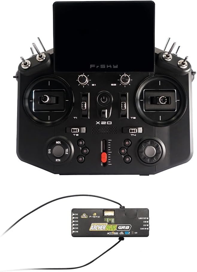 PurAr NOBRIM Tandem X20 Transmitter with Built-in 900M/2.4G Dual-Band Internal RF Module FCC Controller for RC Aircraft Model (Blue) (Black Remote Control)
