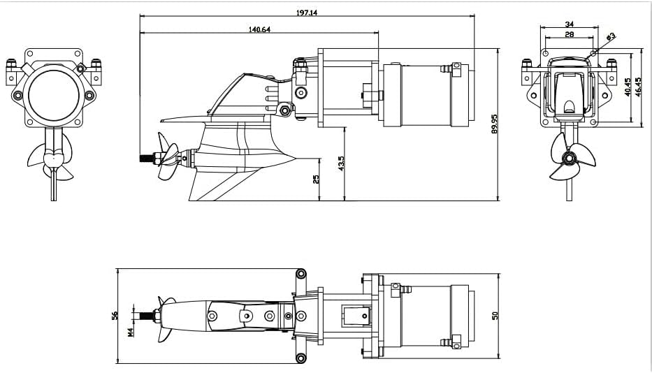 TFL Taildragger Power System P1 Racing Simulation Built-in Rudder Taildragger Model Boat Powertrain (Red with Motor)