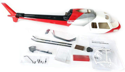 RC Helicopter Fuselage AS350 Ecureuil Painting 500 Size Fuselage Desinged for The T-Rex 500 Red White Silver