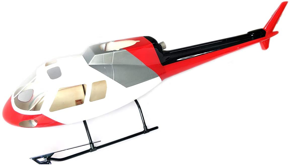 RC Helicopter Fuselage AS350 Ecureuil Painting 500 Size Fuselage Desinged for The T-Rex 500 Red White Silver