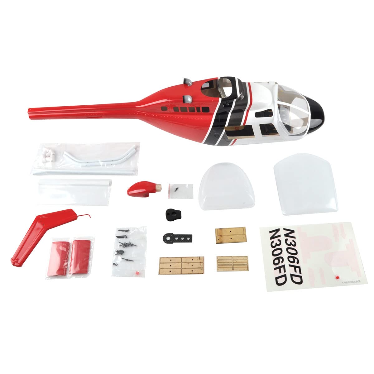 Roban 470 Size B206 Helicopter Fuselage RC Copter Glassfiber Case RC Model Pre-Painted Fuselage Red Black White