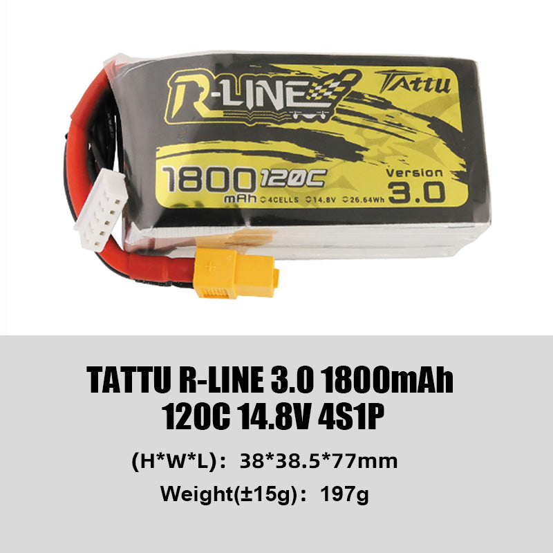 Grepow Tattu R-Line 3.0 Series 4S/6S with XT60 Plug Higher Capacity for Competitive FPV Racing