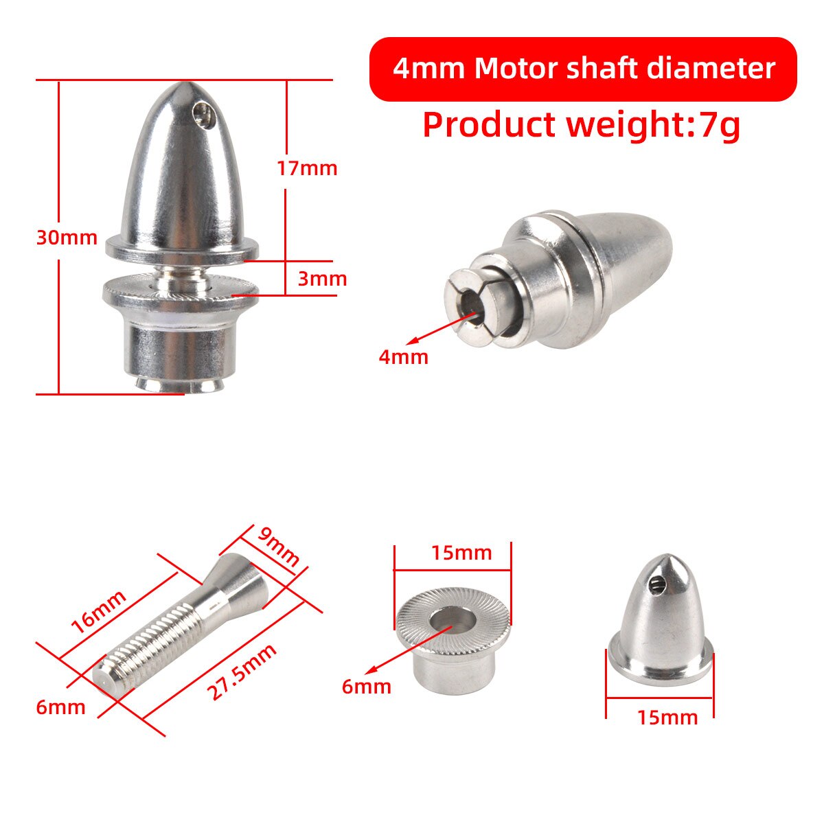 5pcs Aluminum Motor Prop Holder Fixture Clamp Propeller Adapter For Motor Shaft 2MM 3MM 4MM 5MM 6MM 8MM
