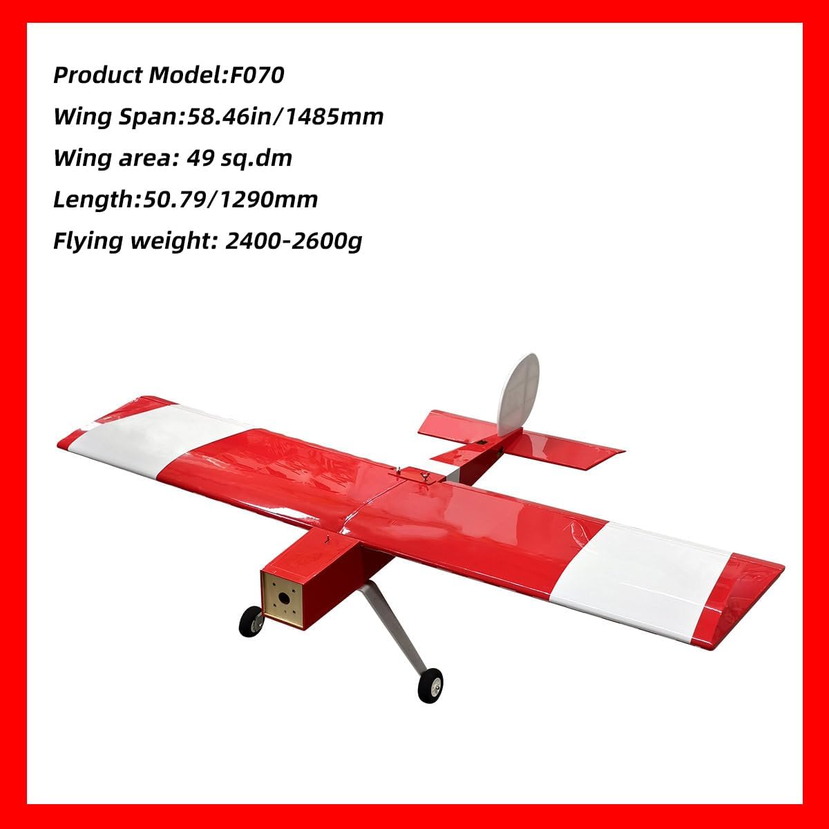 Stick 46 Wingspan 58inch Fixed Wing Plane Balsa Wood Gasoline RC Model Airplane-ARF Version (Red)