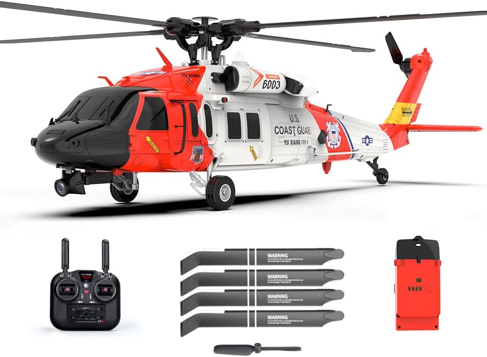 NOBRIM RC Helicopter Model with Camera and GPS Positioning RC Rescue Helicopter 1/47 2.4G 8CH Brushless Direct Drive RC Model for American UH60-Black Hawk Outdoor Gift (RTF with Camera)