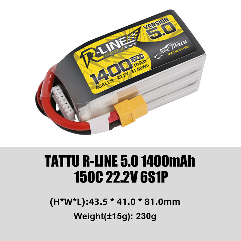 Tattu R-Line 5.0 Series Higher Capacity for FPV Racing Drone Parts with XT60 Plug 6S Battery