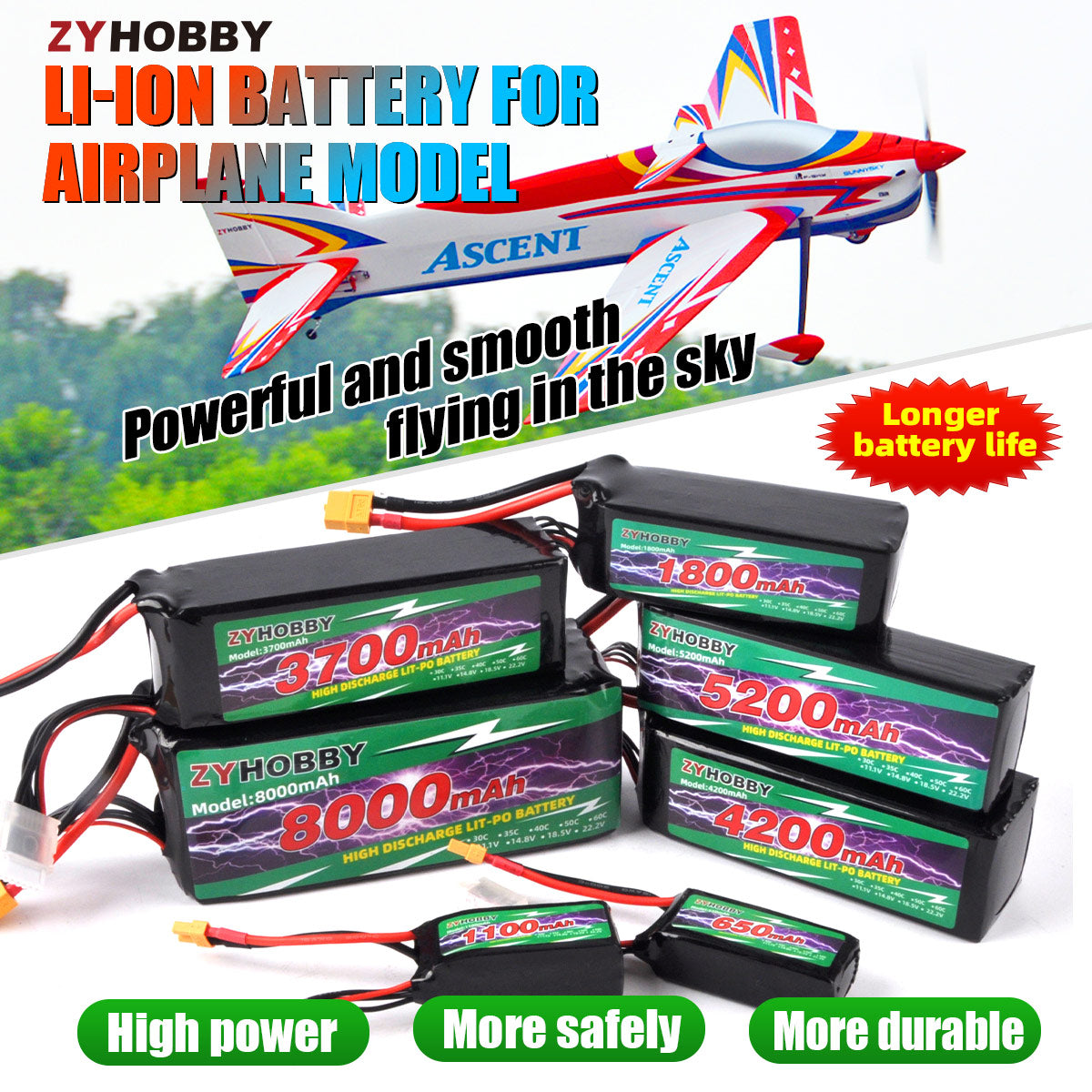 ZYHOBBY Li-ion Battery For RC Airplane Model High Power More Longer Life Battery Various specifications available