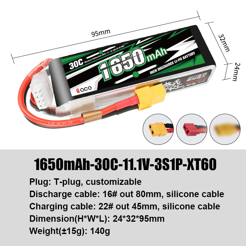 Grepow Lithium Polymer Battery ACE RC Aircraft Higher Capacity for ACE RC Aircraft