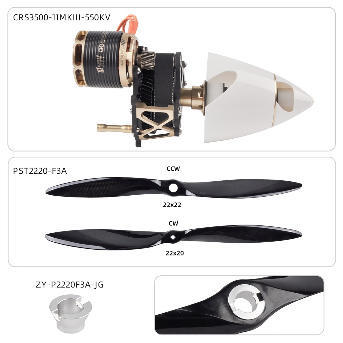 Dualsky Coaxial Twin Prop Power System Set for F3A-170 RC Co-Axial Aerobatic Airplanes