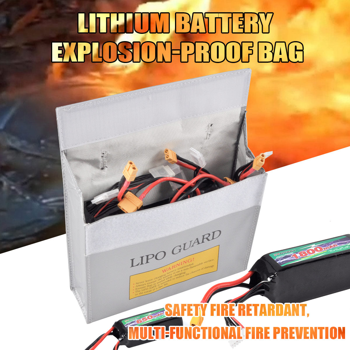 Lithium Battery Explosion-proof Bag Safety Fire Retardant Fireproof Explosionproof Battery Storage Guard Pouch for Lipo Charge and Storage