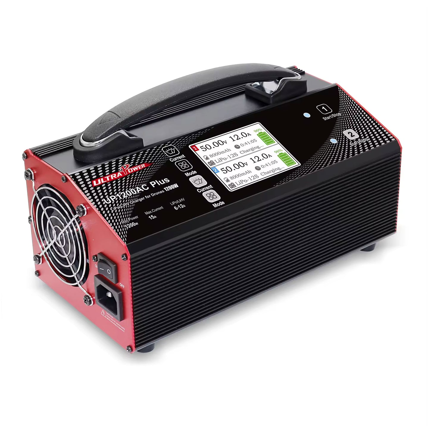 Ultra Power UP1200AC-PLUS Professional Dual Channels Smart Charger 6-12s Battery LCD Display Easy To Use for Big UAV Drones for Plant Protection Aircraft