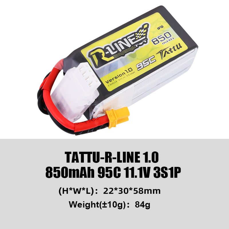 Tattu R-Line 1.0 95C 500 550 650 750 850 1050 1300 1550mAh LiPo Battery 1S/2S/3S/4S/6S XT60 Plug FPV Racing Drone RC Quadcopter
