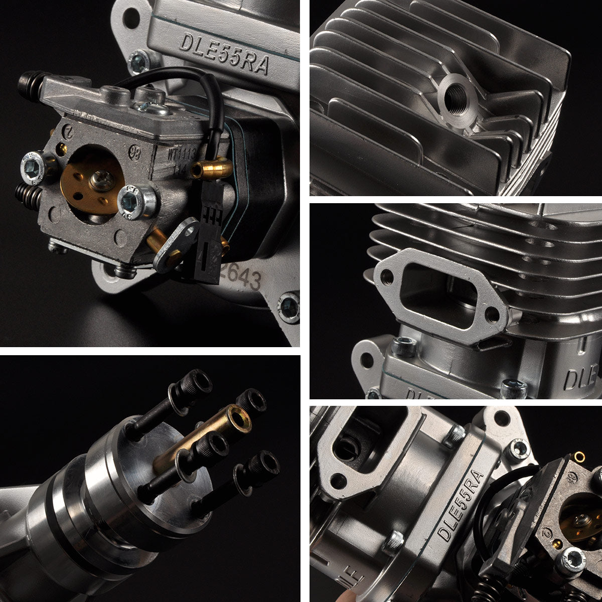 DLE55RA 55CC Two Stroke Rear Exhaust Gas Engine w/ Muffler&Ignition for RC Plane
