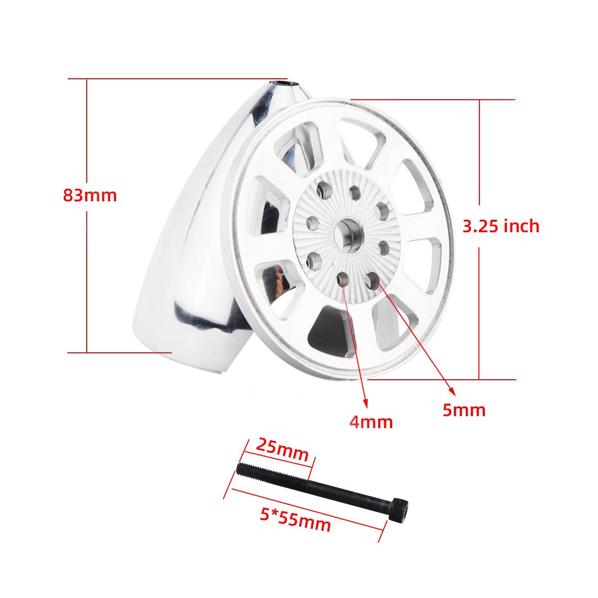 Miracle aluminum Anodized Drilled Spinner multi-size for choose