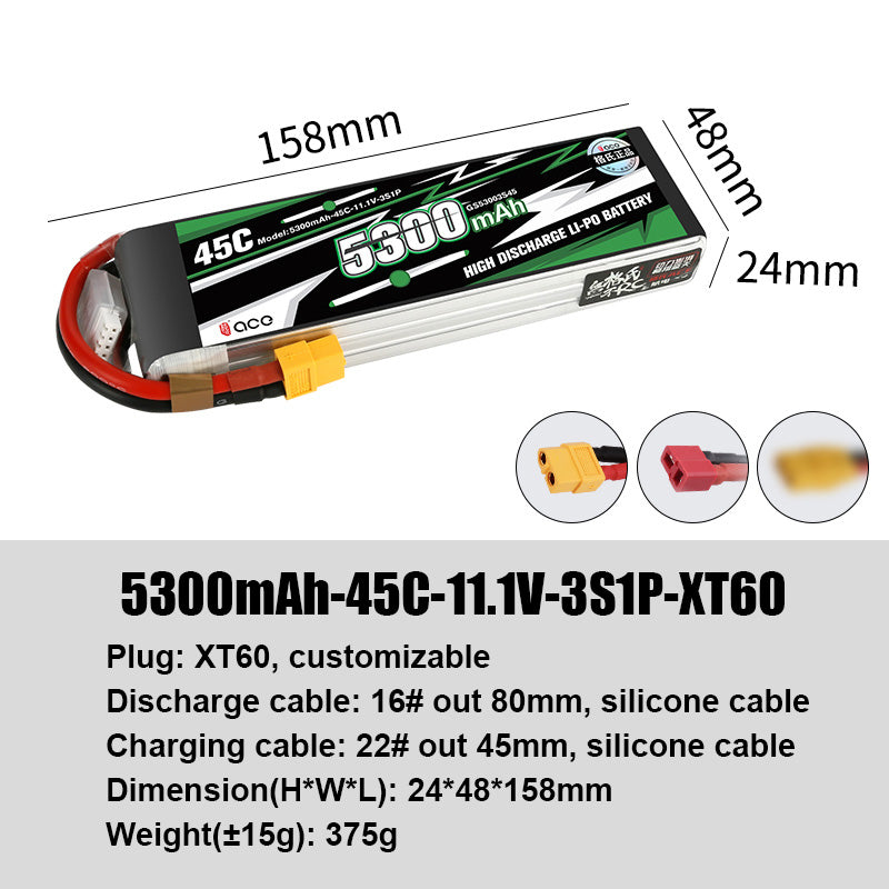 Grepow Lithium Polymer Battery ACE RC Aircraft Higher Capacity for ACE RC Aircraft