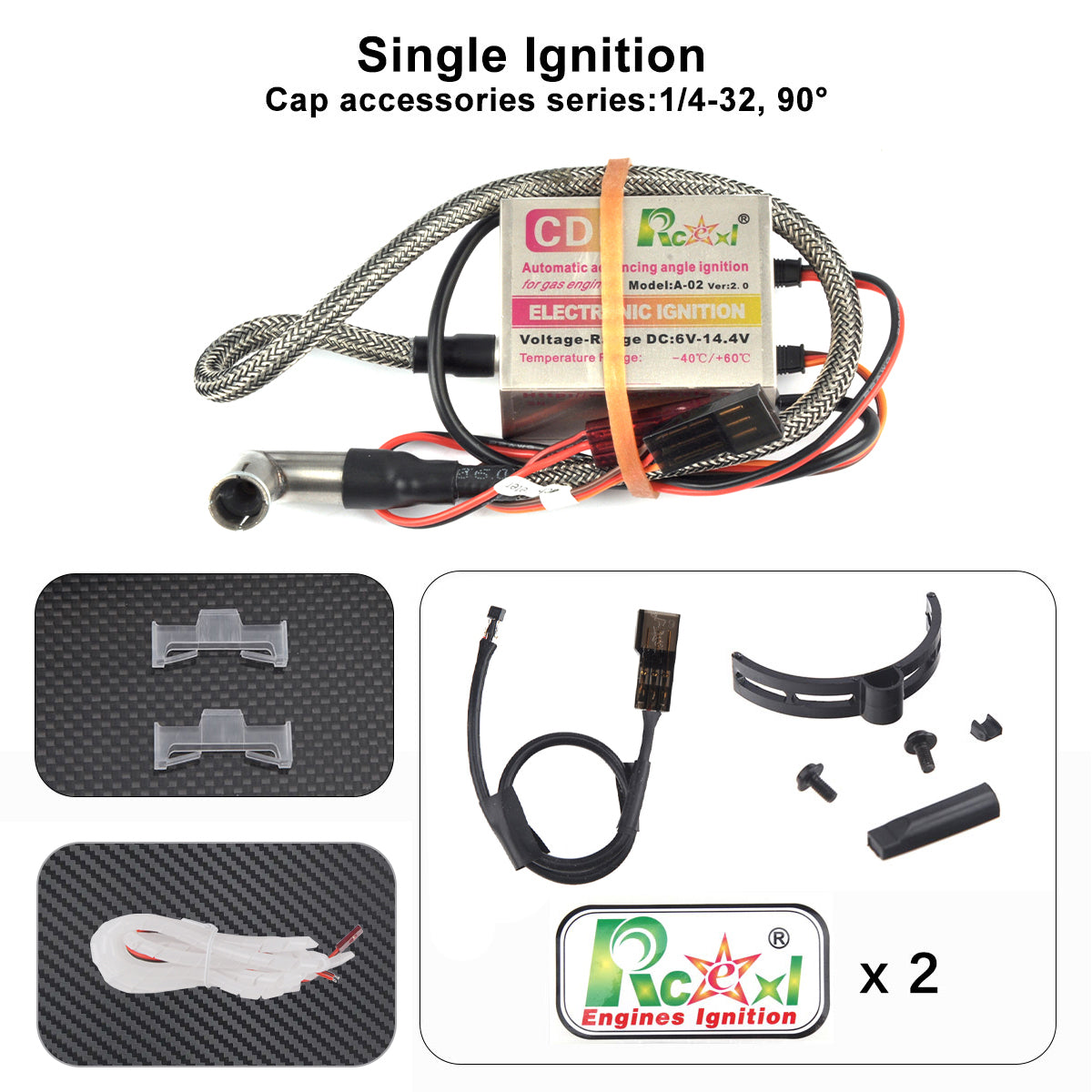 Rcexl Automatic Single Ignition for NGK ME8 1/4-32 90 Degree With Universal Sensor