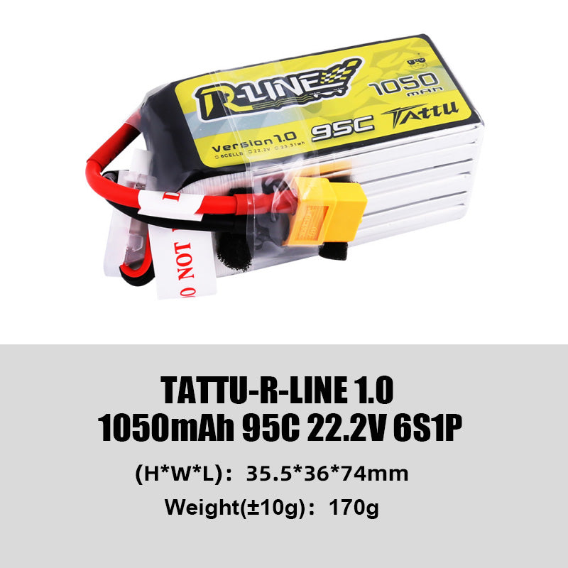 Tattu R-Line 1.0 95C 500 550 650 750 850 1050 1300 1550mAh LiPo Battery 1S/2S/3S/4S/6S XT60 Plug FPV Racing Drone RC Quadcopter