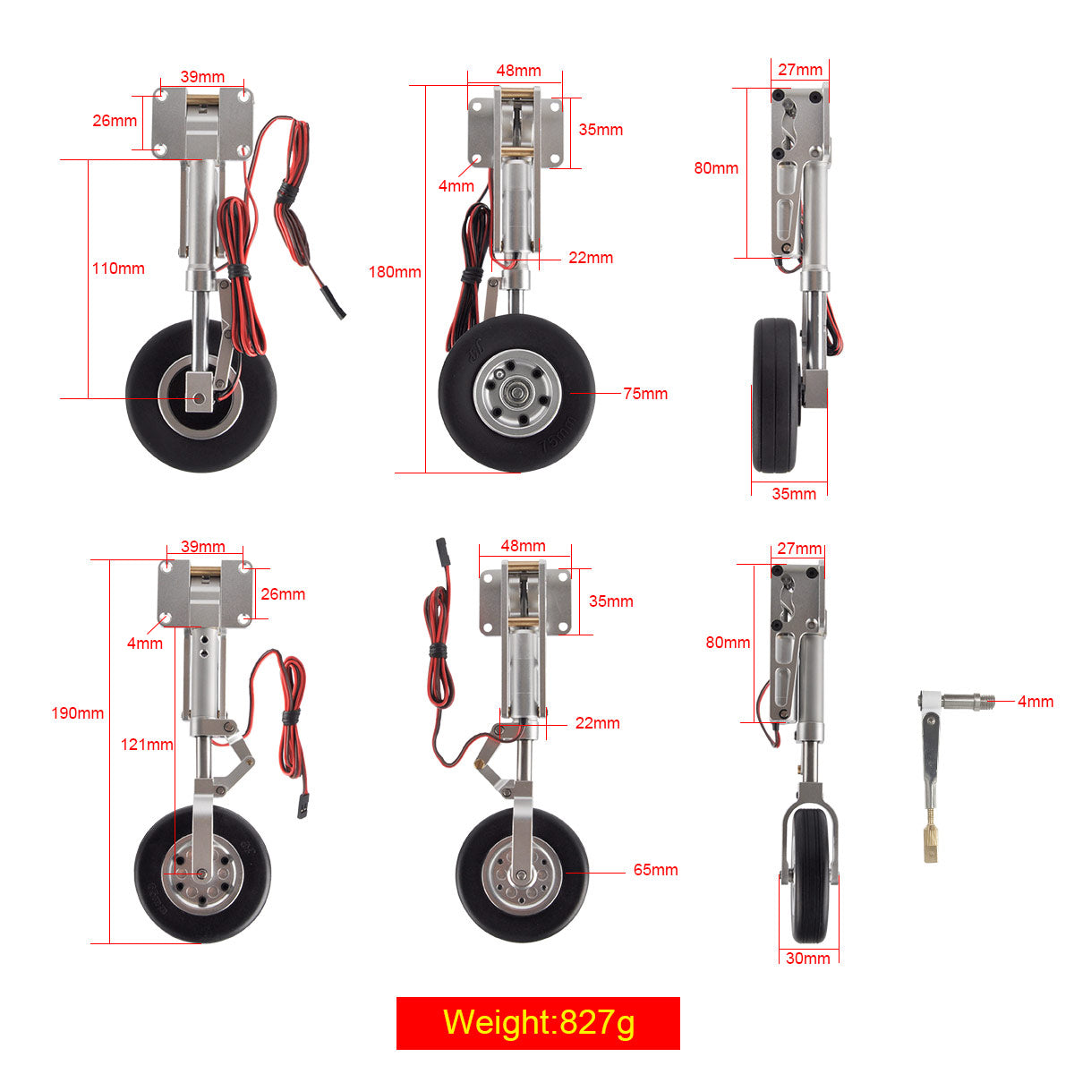 ER120 Electronic Landing Gear Set With Controller Landing Gear for Turbojet