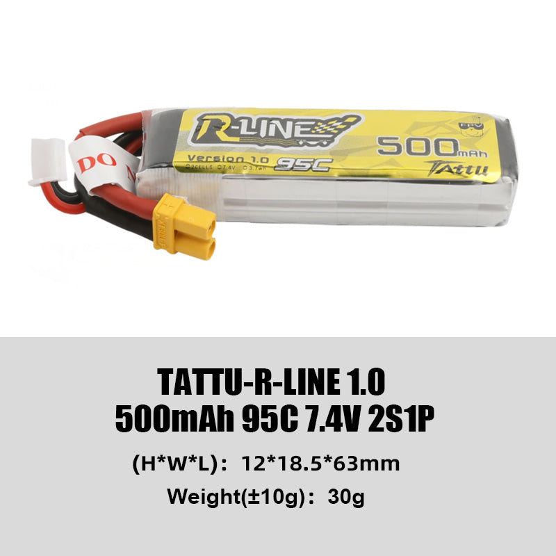 Tattu R-Line 1.0 95C 500 550 650 750 850 1050 1300 1550mAh LiPo Battery 1S/2S/3S/4S/6S XT60 Plug FPV Racing Drone RC Quadcopter