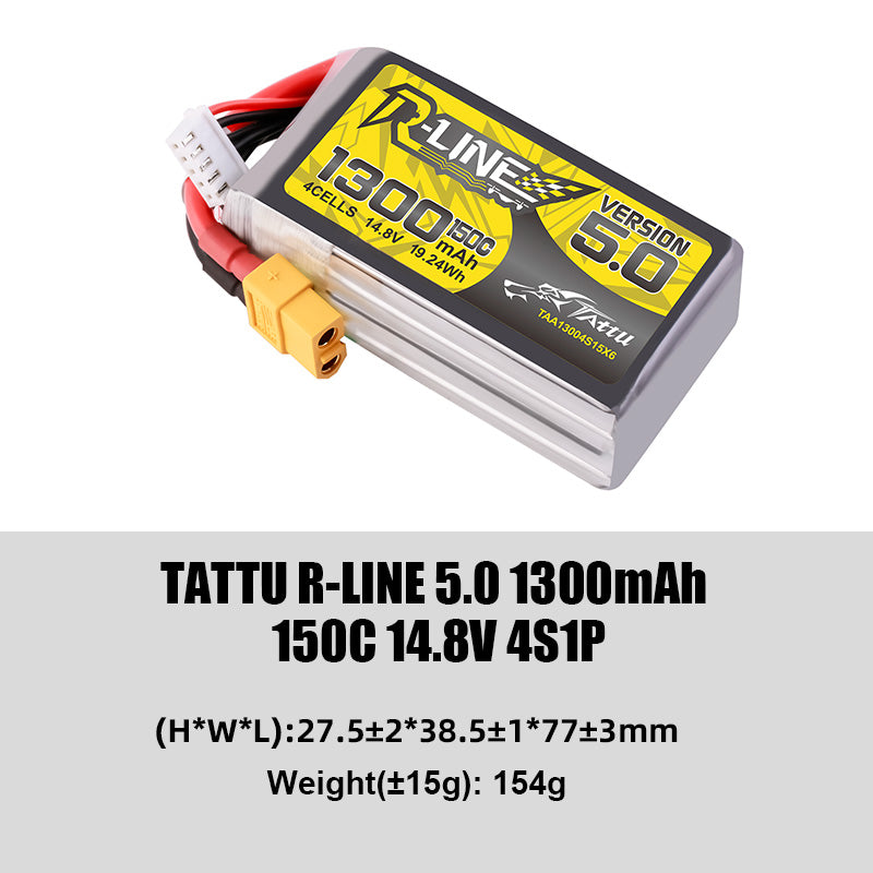 Tattu R-Line 5.0 Series Higher Capacity for FPV Racing Drone Parts with XT60 Plug 6S Battery