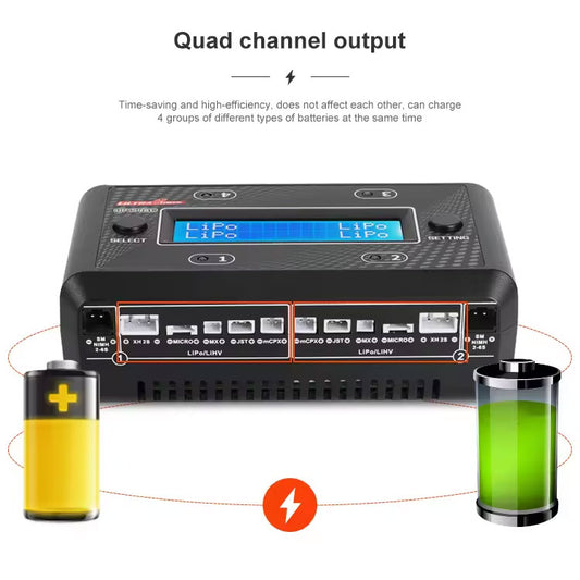 Ultra Power UP-S4AC Four Battery Types Supported Charger Lipo/LiHV LCD Display Charger for RC Model