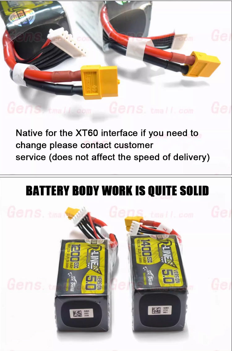 Tattu R-Line 5.0 Series Higher Capacity for FPV Racing Drone Parts with XT60 Plug 6S Battery