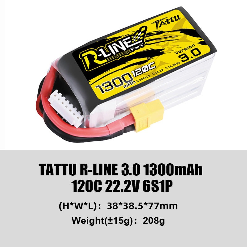 Grepow Tattu R-Line 3.0 Series 4S/6S with XT60 Plug Higher Capacity for Competitive FPV Racing