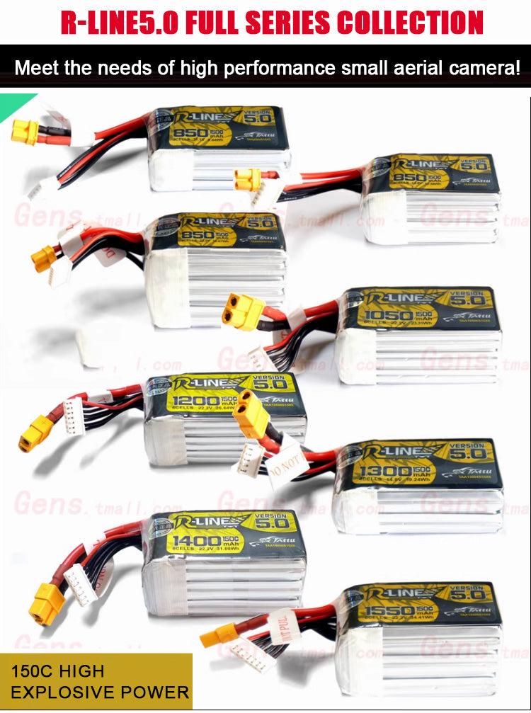 Tattu R-Line 5.0 Series Higher Capacity for FPV Racing Drone Parts with XT60 Plug 6S Battery