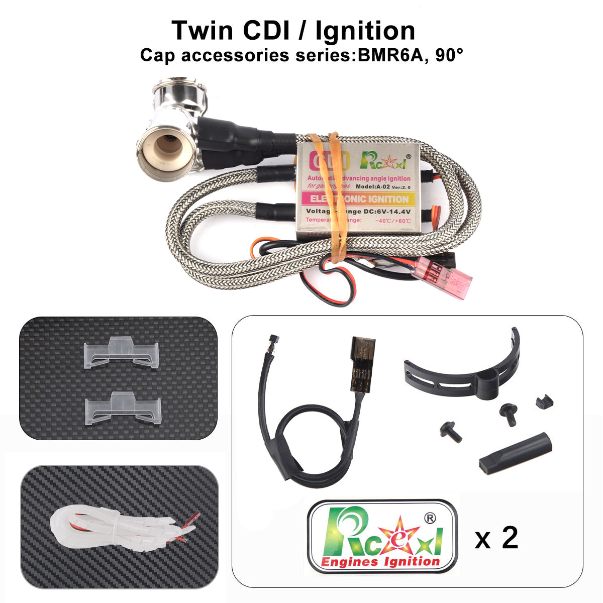 Rcexl Automatic Twin Ignition CDI For NGK BMR6A-14MM 90 Degree with Hall Sensor